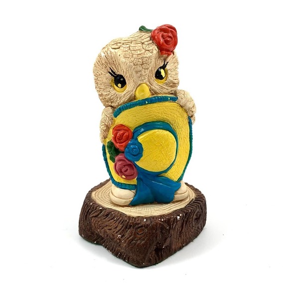 1970's Hand painted PEPIWARE stoneware shy owl with hat and roses - Picture 10 of 10